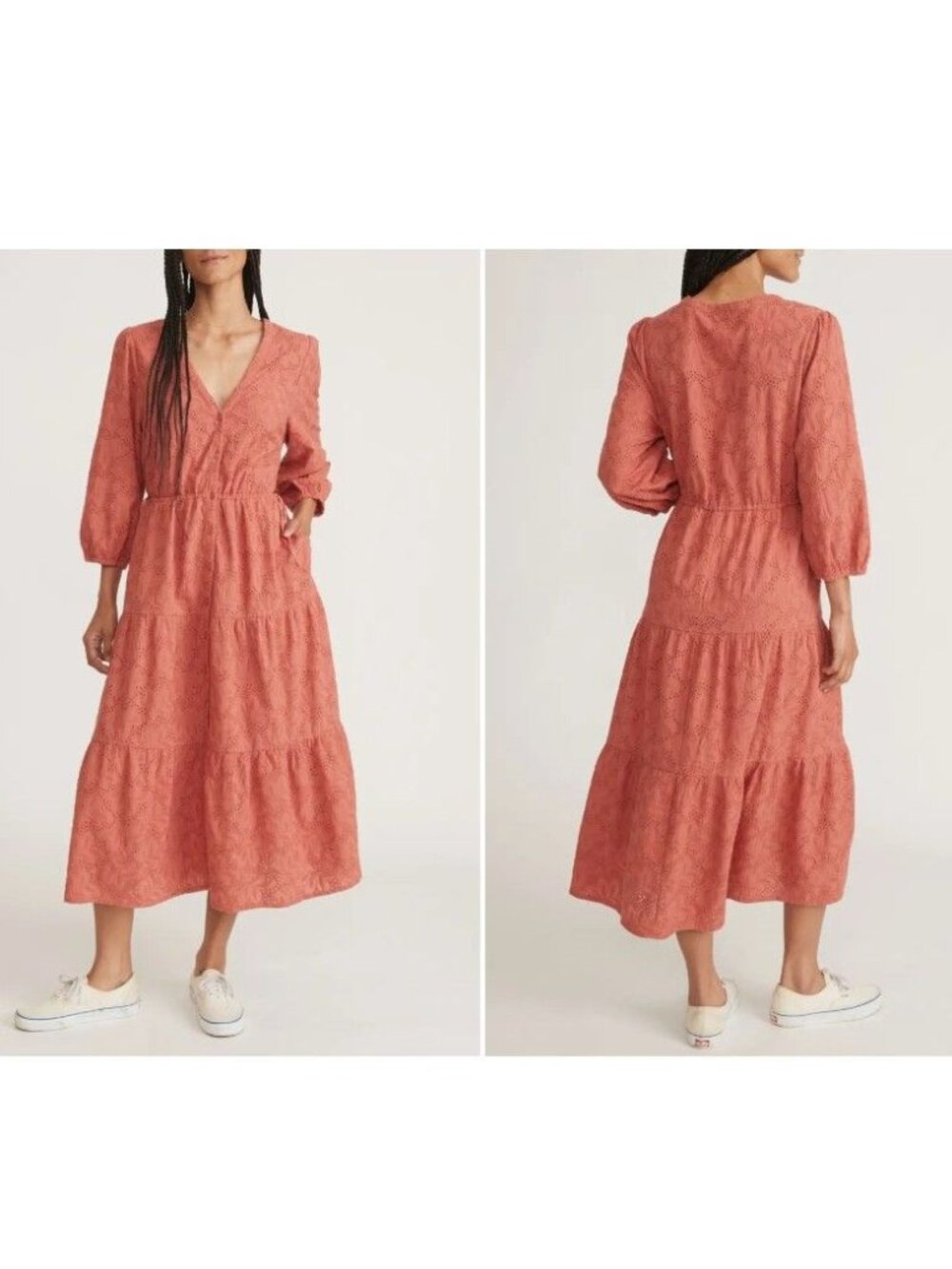 Marine Layer Willow Eyelet Embroidered Midi Dress Boho Cottagecore Womens XS
